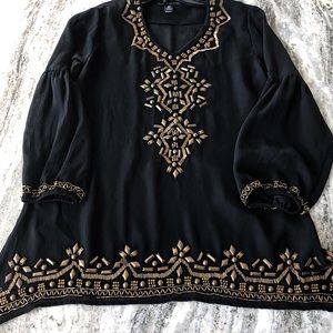 Chico’s Black Label/  Beaded Embroidery Blouse